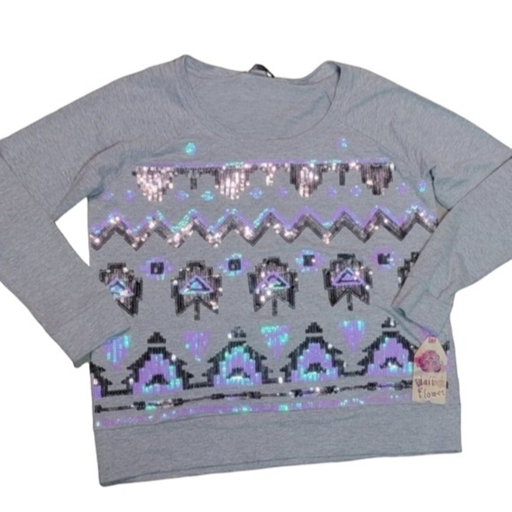 Wallflower Brand Women's  NWT Tribal Design Sequin Shirt Size 1X